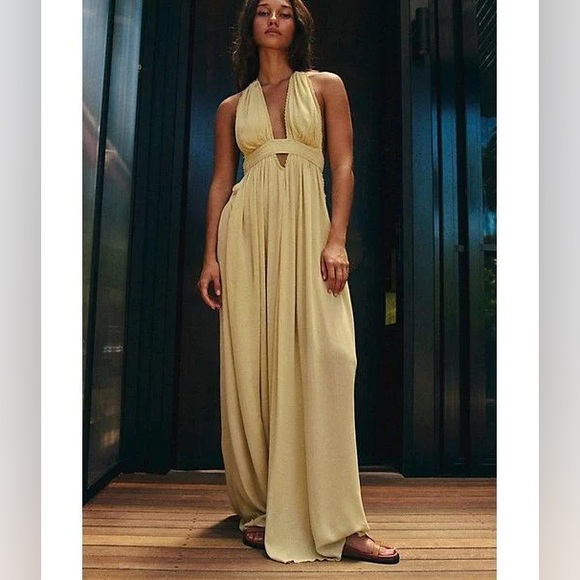 NWT Free People Look Into the Sun Maxi Dress in Lemongrass, Sz. S - Picture 2 of 11
